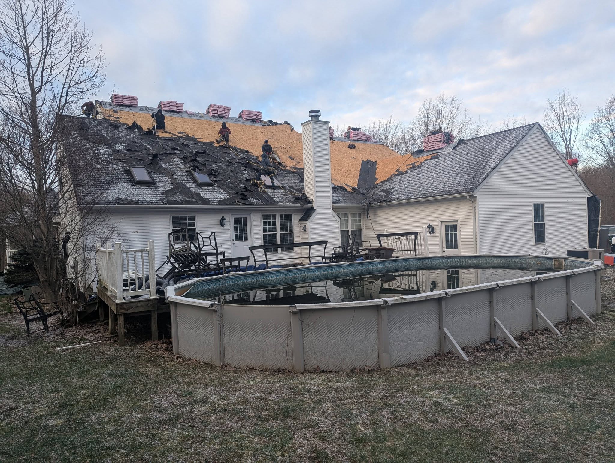 Kingpin roofer repairing storm damage on a Northeast Ohio roof