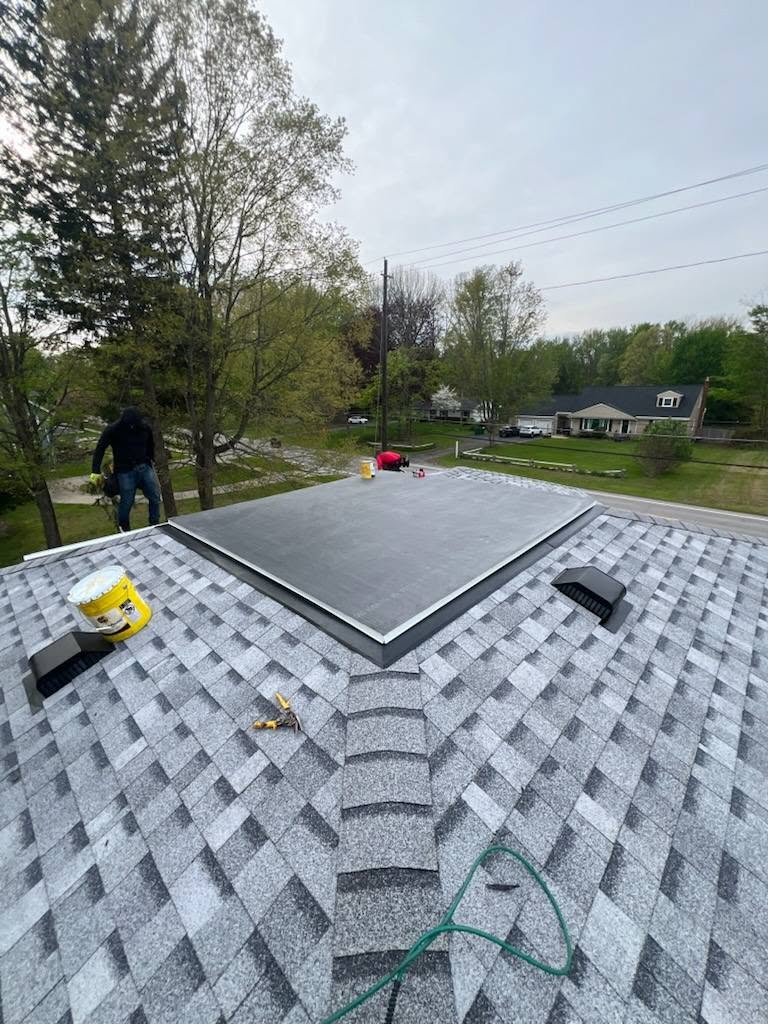 Seamless gutter installation on a Lake County, Ohio home