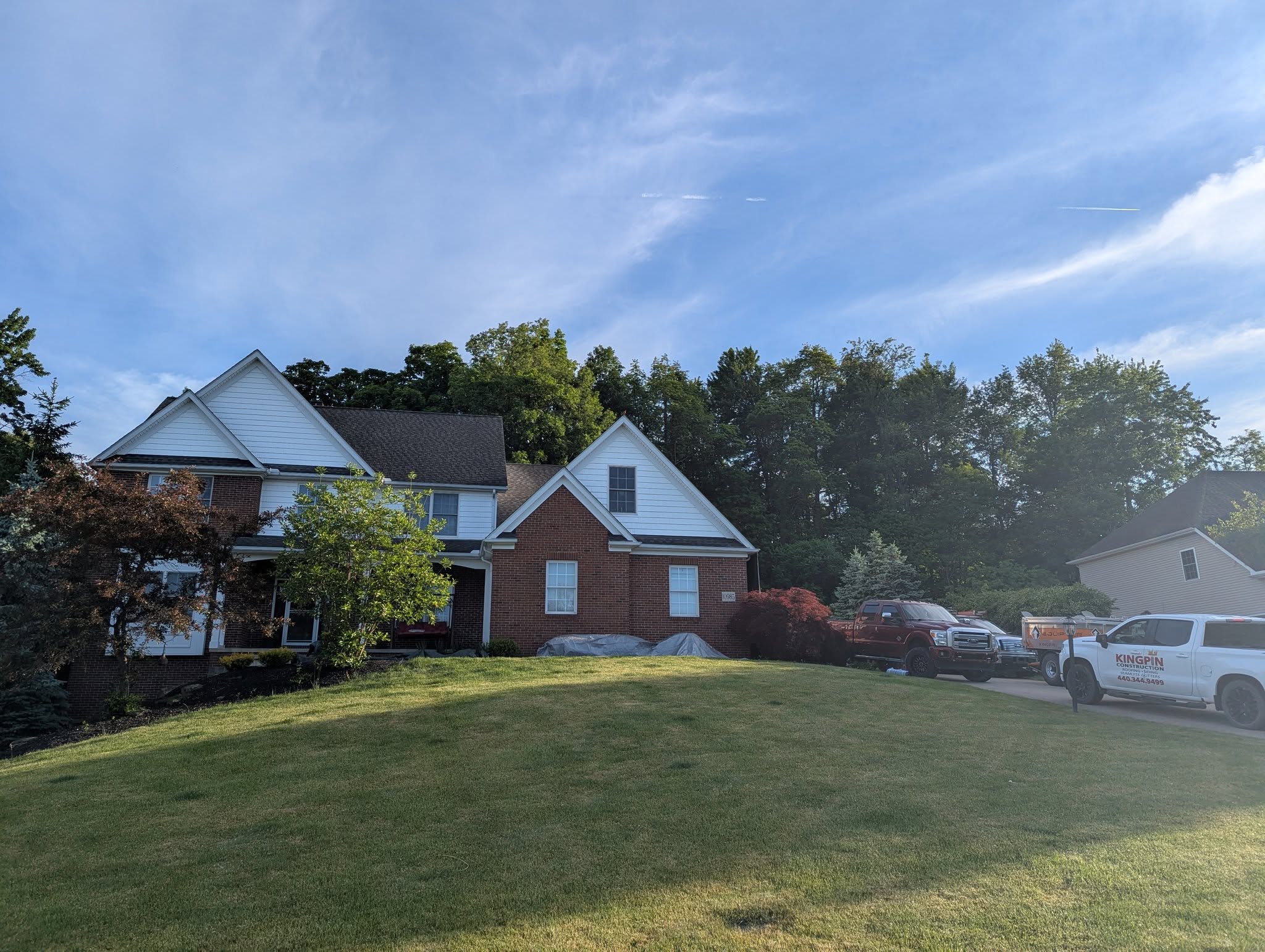 Seamless gutter installation on a Lake County, Ohio home